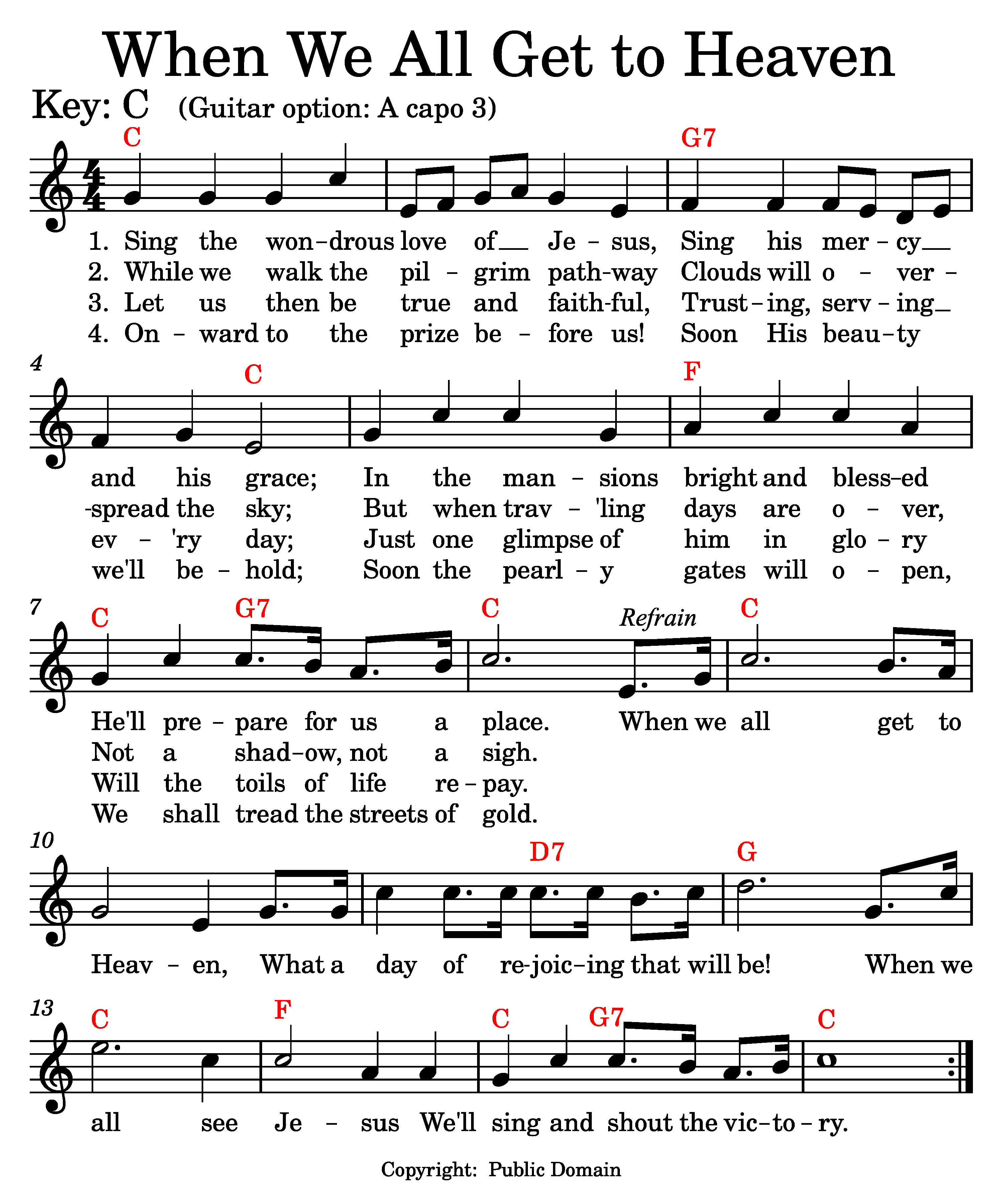 When We All Get to Heaven music and lyrics.